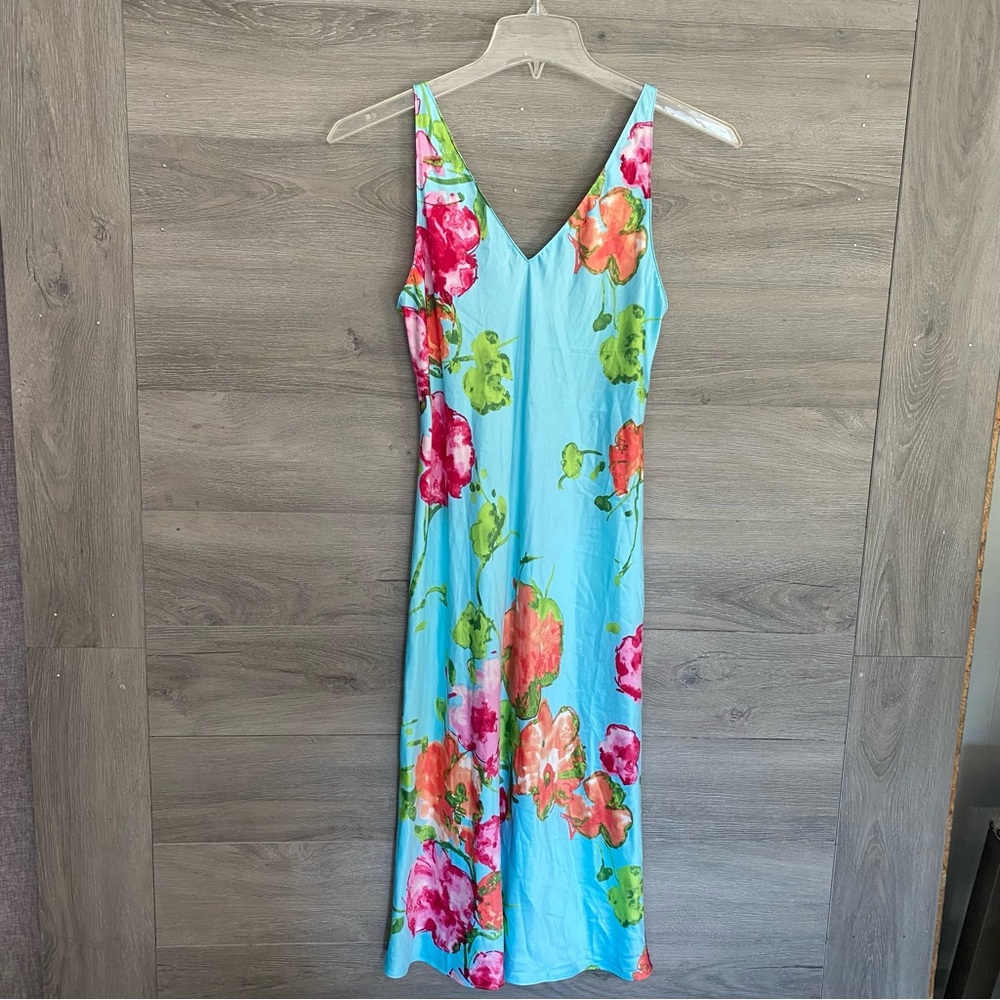 Natori Floral Satin Dress